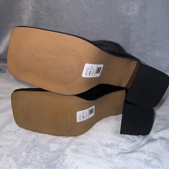 ASOS Design Black Leather Mid-Calf Block Heel Boots - Sz UK 9 - Picture 6 of 10